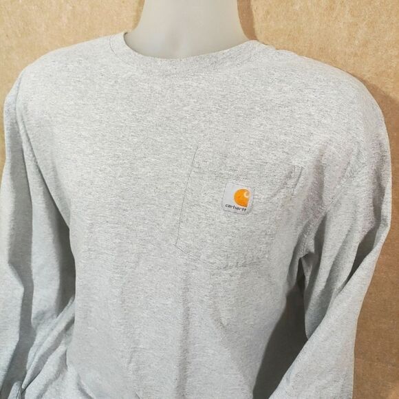 Carhartt Original Fit Gray Long Sleeve Shirt Mens #5 - Picture 1 of 4